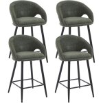 Ya - home tabouret de bar lot de 4 chaise de bar en chenille tabouret de comptoir avec repose - pieds ...