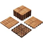 Yaheetech lot de 10 parquets dalles de terrasse caillebotis composite 30 x 30 x 25 cm couleur bois certifi� ...