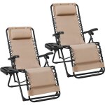 Yaheetech lot de 2 chaise longue de z�ro gravit� inclinable exterieur chaise de transat r�glable beige ...