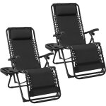 Yaheetech lot de 2 chaise longue de z�ro gravit� inclinable exterieur chaise de transat r�glable noir ...