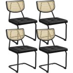 Yaheetech lot de 4 chaises de salle � manger modernes mid - century avec dossier en rotin tiss� assise ...