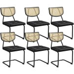 Yaheetech lot de 6 chaises de salle � manger modernes mid - century avec dossier en rotin tiss� assise ...