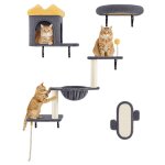 Yaheetech arbre  chat mural tagres murales pour chat dintrieur avec niches paniers griffoirs en sisal ...