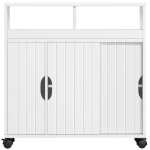 Yaheetech armoire salle de bain avec roulettes portes coulissantes casiers placard Étagère réglable en ... Yaheetech armoire salle de bain avec roulettes portes coulissantes casiers placard Étagère réglable en ...