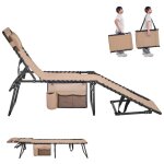Yaheetech chaise longue jardin avec poche lat�rale chaise en polyester 600d r�sistant bains de soleil ...