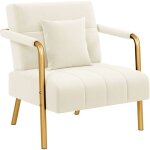 Yaheetech fauteuil de salon en velours canapé 1 place relaxation avec coussin carré cadre en métal doré ... Yaheetech fauteuil de salon en velours canapé 1 place relaxation avec coussin carré cadre en métal doré ...