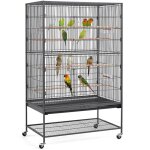 Yaheetech grande cage  oiseaux sur pied cage pour perroquet en mtal forg avec tagre de rangement ...