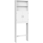 Yaheetech meuble dessus wc �tag�re de toilettes avec portes tablette r�glable en hauteur compartiment ...