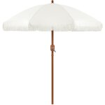 Yaheetech parasol de jardin inclinable avec franges rond tissu polyester r�sistant et m�t en m�tal d�montable ...