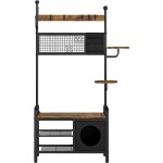 Yaheetech portemanteau industriel chat - humain avec niche perchoirs rangement 3 niveaux avec banc � ...