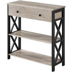 Yaheetech table console en bois et métal table dentrée industrielle avec 1 grand tiroir et 2 Étagères ... Yaheetech table console en bois et métal table dentrée industrielle avec 1 grand tiroir et 2 Étagères ...
