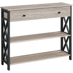 Yaheetech table console industrielle en bois et métal avec 1 grand tiroir et 2 Étagères gris Yaheetech table console industrielle en bois et métal avec 1 grand tiroir et 2 Étagères gris