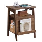 Yaheetech table dappoint pour chat avec lit bout de canap� en bois avec niche range - magazines noyer ...