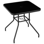 Yaheetech table de jardin dext�rieur avec trou pour parasol table dappoint carr�e en verre et cadre en ...