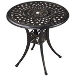Yaheetech table de jardin ronde en m�tal avec trou pour parasol table de terrasse design ext�rieur piscine ...