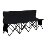 Yaheetech tabouret de jardin pliable 4 places avec haut dossier poches latraux et sac de transport noir ...