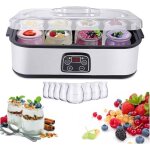 Yaourtire 8 pots 180ml pot en verre avec couvercle yaourtire avec cran numrique thermostat rglable ...