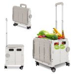 Yaskilosiu 4 roues chariot de courses pliable caisse  roulettes avec couvercle jusqu 40 kg poussette ...