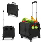 Yaskilosiu 4 roues chariot de courses pliable caisse  roulettes avec couvercle jusqu 40 kg poussette ...