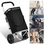 Yaskilosiu chariot de courses 40l noir 3en1 pliable compartiment isotherme poignée 2 roues diable Yaskilosiu chariot de courses 40l noir 3en1 pliable compartiment isotherme poignée 2 roues diable