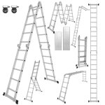 Yaskilosiu echelle pliante aluminium echelle t�lescopique 4x5 580cm echelle multifonctionnelle echelle ...