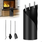 Yaskilosiu serviteur de chemin�e - 4 pi�ces - acier inoxydable - noir - support antid�rapant pelle a ...