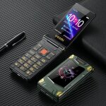 Yeemi m7 + 4g t�l�phone ip 28 pouces lampe de poche radio fm bluetooth double sim flip phone vert