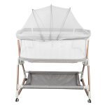 Yipeema. lit cododo - lit bb rglable avec moustiquaire - tissu gris + repose - pieds dor - 90 * 60 ...