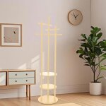 Yipeema. porte - manteau rotatif en bois porte - manteau sur pied 3 �tag�res coloris bois naturel 40 ...