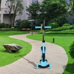 Yipeema. trottinette enfant 3 en 1 avec si�ge amovible grandes roues led guidon r�glable en hauteur bleu. ...