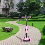 Yipeema. trottinette enfant 3 en 1 avec si�ge amovible grandes roues led guidon r�glable en hauteur rose. ...