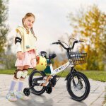 Yipeema. v�lo pour enfants � barre horizontale de 14 pouces - avec roues dentra�nement - blanc.