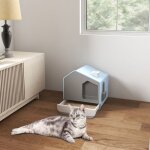 Yitahome bac litiere pour chat - avec capuche scoop - bac  litire couvert cts hauts - bleu