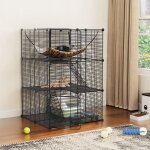 Yitahome cage  chat pour lextrieur et lintrieur - 71 x 71 x 104cm -  3 niveaux - pour 1 - 2 chats ...