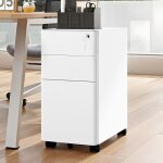 Yitahome caisson bureau avec 3 tiroirs - mtal caisson de rangement - avec roulettes - blanc - 46 x 30 ...