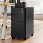 Yitahome caisson bureau avec 3 tiroirs - mtal caisson de rangement - avec roulettes - noir - 46 x 30 ...