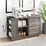 Yitahome classeur mobile  3 tiroirs avec insertion de ranges et espace de rangement ouvert gris