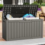 Yitahome coffre de jardin coffre de rangement - mat�riau en r�sine - 115x 47x 58. 5 cm - brun gris�tre ...