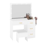 Yitahome coiffeuse table de vanit avec miroir 4 tiroirs clairage prise de courant blanche