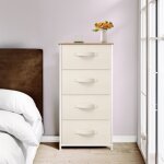 Yitahome commode chambre - 4 tiroirs en tissu - meuble de rangement - blanche