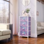 Yitahome commode 4 tiroirs en tissu commode chambre meuble de rangement cadre en m�tal salonimprim� violet ...