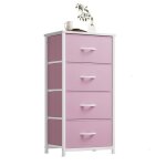Yitahome commode chambre - 4 tiroirs en tissu - 45 x 30 x 95 cm - meuble de rangement - rose