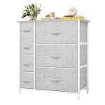 Yitahome commode chambre - 7 tiroirs en tissu - meuble de rangement - 64 x 30 x 72 cm - gris clair