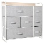 Yitahome commode 7 tiroirs en tissu commode meuble de rangement cadre en m�tal moderne chambre salongris ...