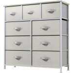 Yitahome commode chambre - 9 tiroirs en tissu - meuble de rangement - salon - 100 x 30 x 100 cm - cr�me ...