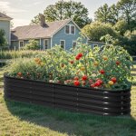 Yitahome jardini�re potager de jardin exterieur - 240x61x43cm - en m�tal - ovale - sac pour les l�gumes ...