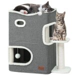 Yitahome maison pour chat - niche chat interieur - 58 * 35 * 63cm - gris - lit chat - cabane chat - arbre ...