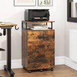 Yitahome meuble rangement bureau caisson 3 tiroirs tagre ouverte support dimprimante sur 5 roulettes ...
