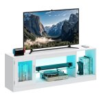 Yitahome meuble tv - 148 * 32 * 51cm - avec �tag�re de rangement ouverte - pour le salon - blanc