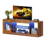 Yitahome meuble tv - 148 * 32 * 51cm - avec �tag�re de rangement ouverte - pour le salon - marron